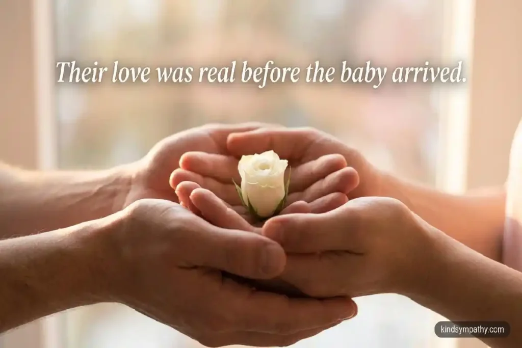 `Hands cradling a white rose bud — heartfelt sympathy message for baby loss — kindsympathy.com`