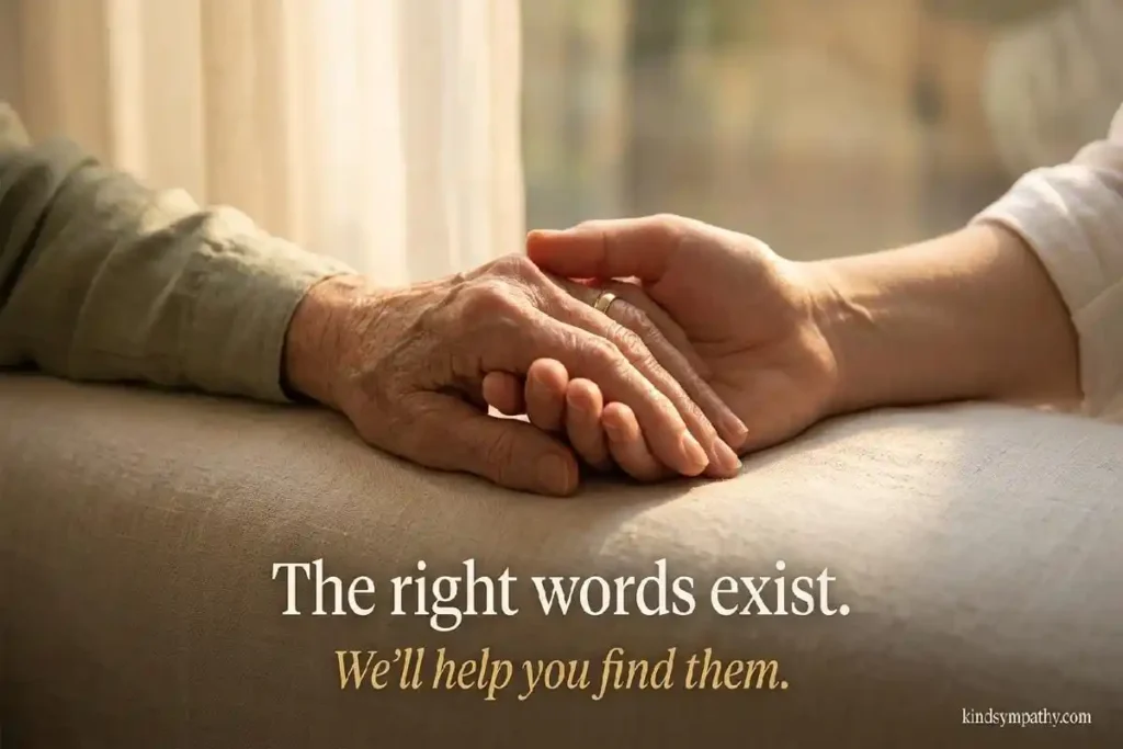 Sympathy messages for cancer death — two hands held in comfort, representing compassionate support for cancer loss grief, kindsympathy.com