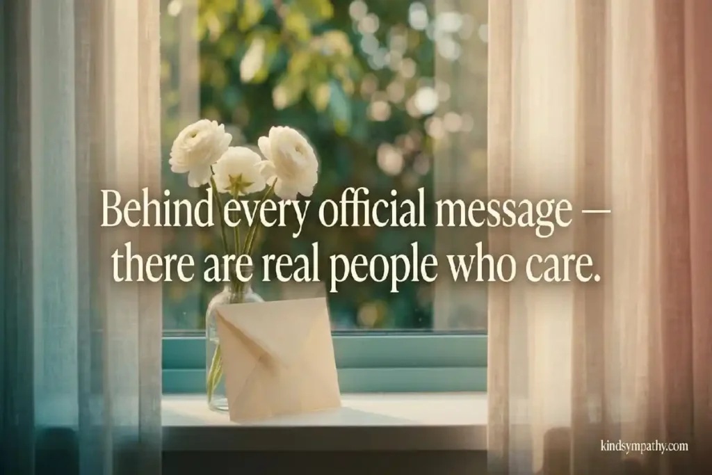 Heartfelt company sympathy message — comforting words from a team to someone who is grieving