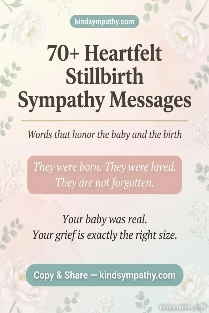 70 heartfelt sympathy messages for stillbirth — stillborn baby condolence words — kindsympathy.com Pinterest pin