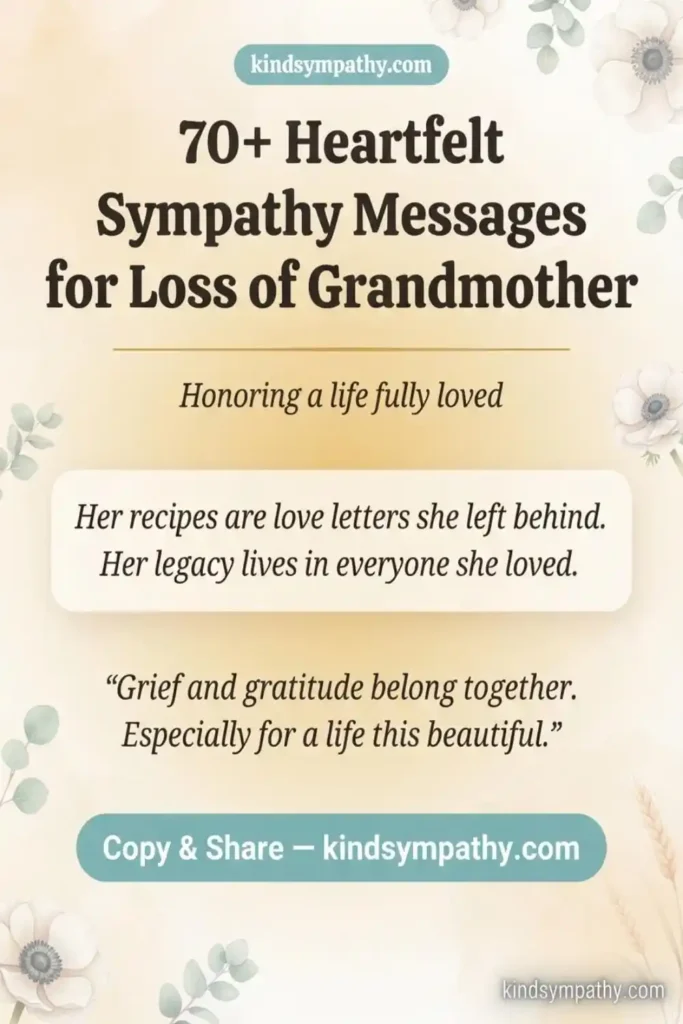 70 heartfelt sympathy messages for loss of grandmother — condolences for grandma — kindsympathy.com Pinterest pin