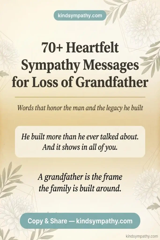 70 heartfelt sympathy messages for loss of grandfather — condolences for grandpa — kindsympathy.com Pinterest pin