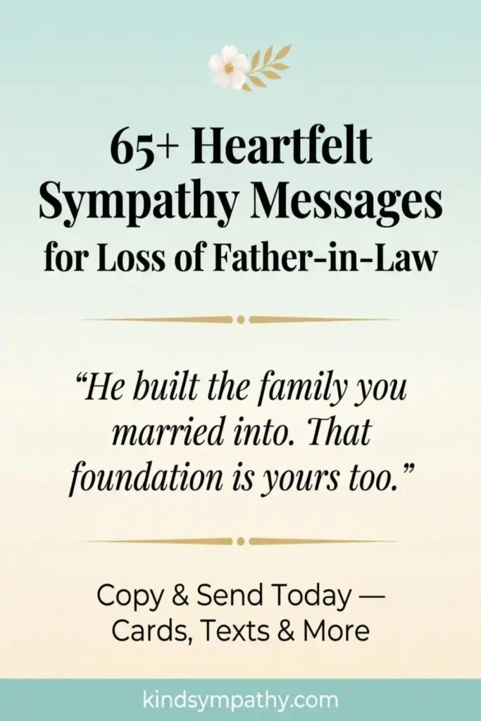 65+ heartfelt sympathy messages for loss of
father-in-law — copy and send cards, texts,
and condolences from kindsympathy.com