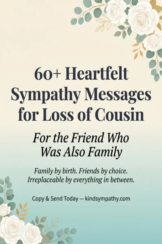60+ heartfelt sympathy messages for loss of cousin —
Pinterest pin for kindsympathy.com cousin
condolence messages guide