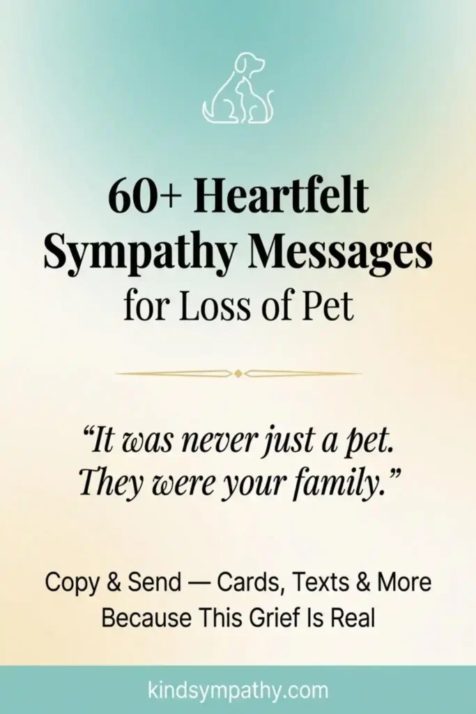 60+ heartfelt sympathy messages for loss of pet — copy
and send cards, texts, condolences that honor real grief
from kindsympathy.com