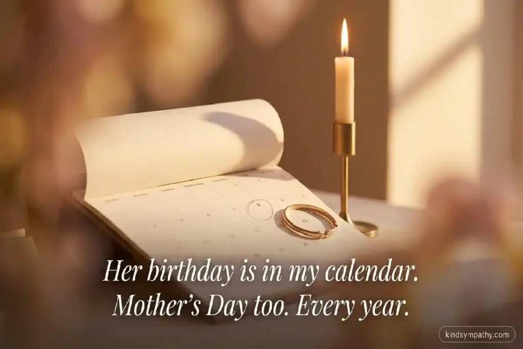 Calendar with candle and gold bracelet — grief messages for loss of daughter on hard dates — kindsympathy.com