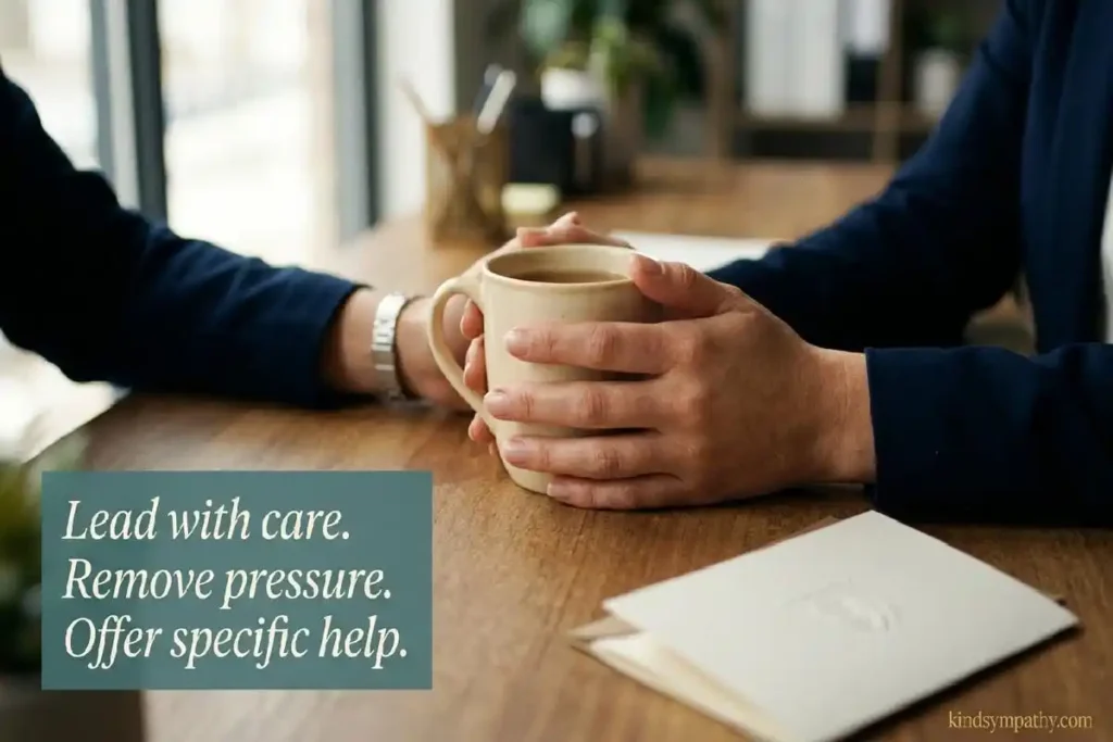 Professional workplace sympathy — caring for colleagues
with genuine compassion and appropriate support