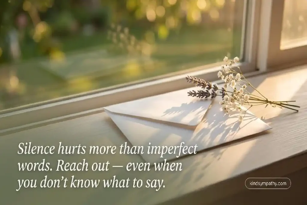 White envelope on windowsill with soft light — infant loss condolence message — kindsympathy.com