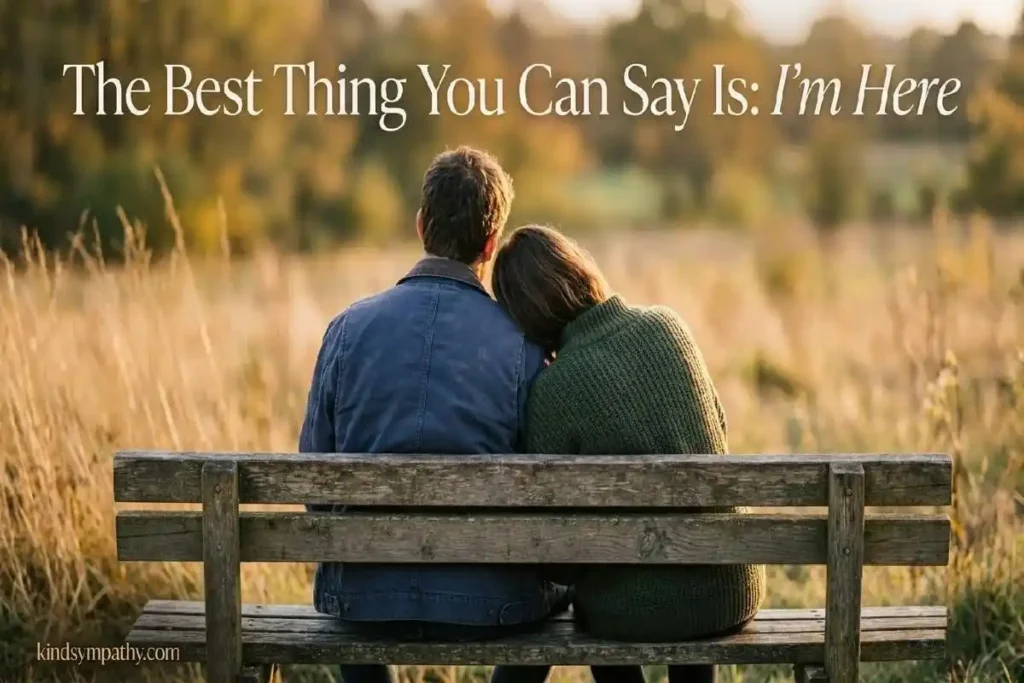 "Two people sitting side by side on wooden bench in golden light representing heartfelt thinking of you during hard times messages"