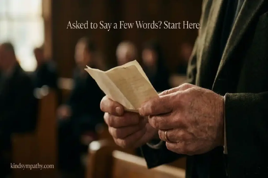 "Hands holding folded funeral speech paper representing opening lines for a sympathy speech at a funeral"

