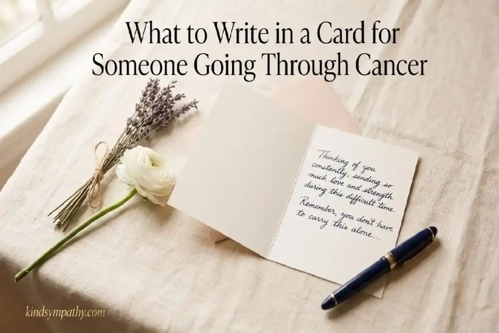 "Woman wrapped in blanket by window holding card representing cancer fighter encouragement and strength messages for cancer"