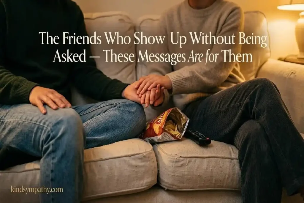 "Hand holding smartphone with funny sympathy text message visible on screen representing copy and paste humorous condolence messages for close friends"
