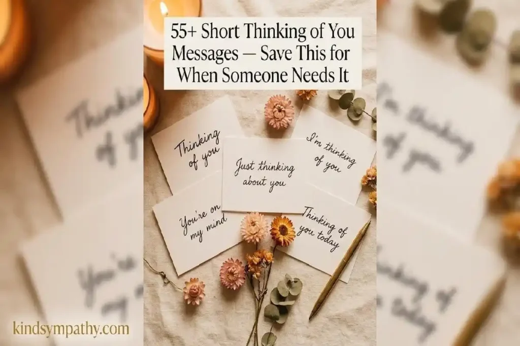 "Hands holding smartphone composing a short thinking of you text message in warm home setting representing the power of sending brief care words immediately"
