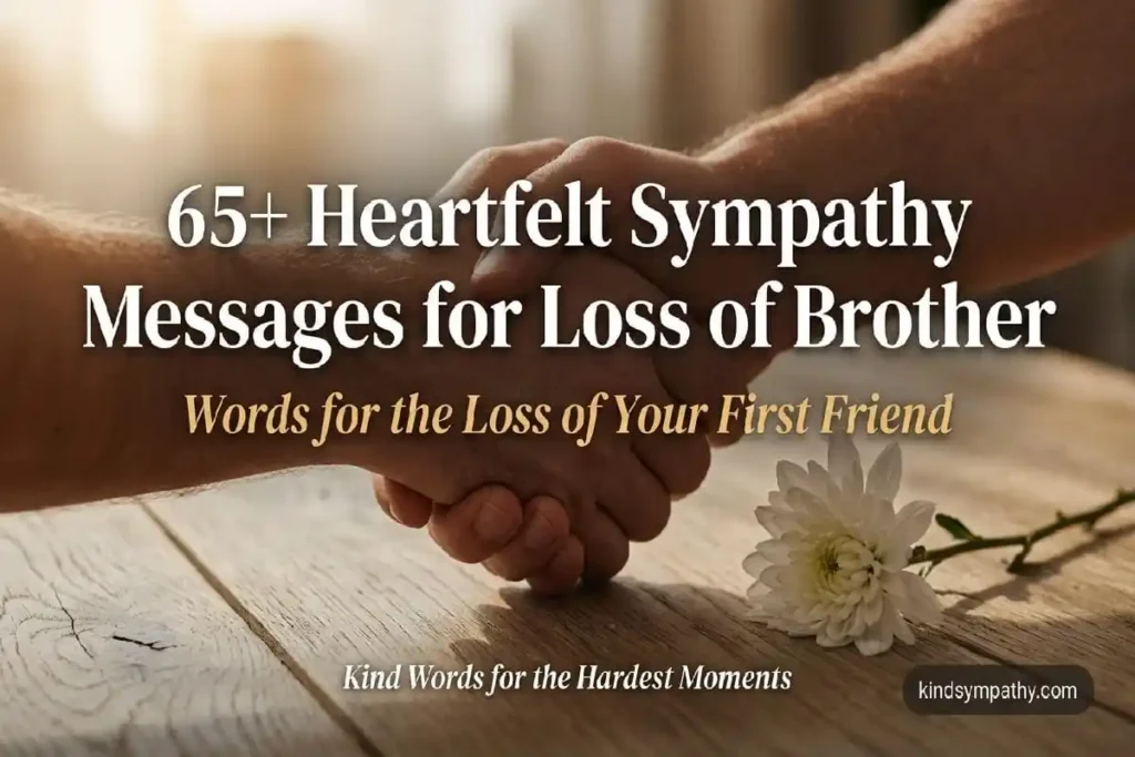 Two brothers' hands in handshake with white flower — 65 heartfelt sympathy messages for loss of brother