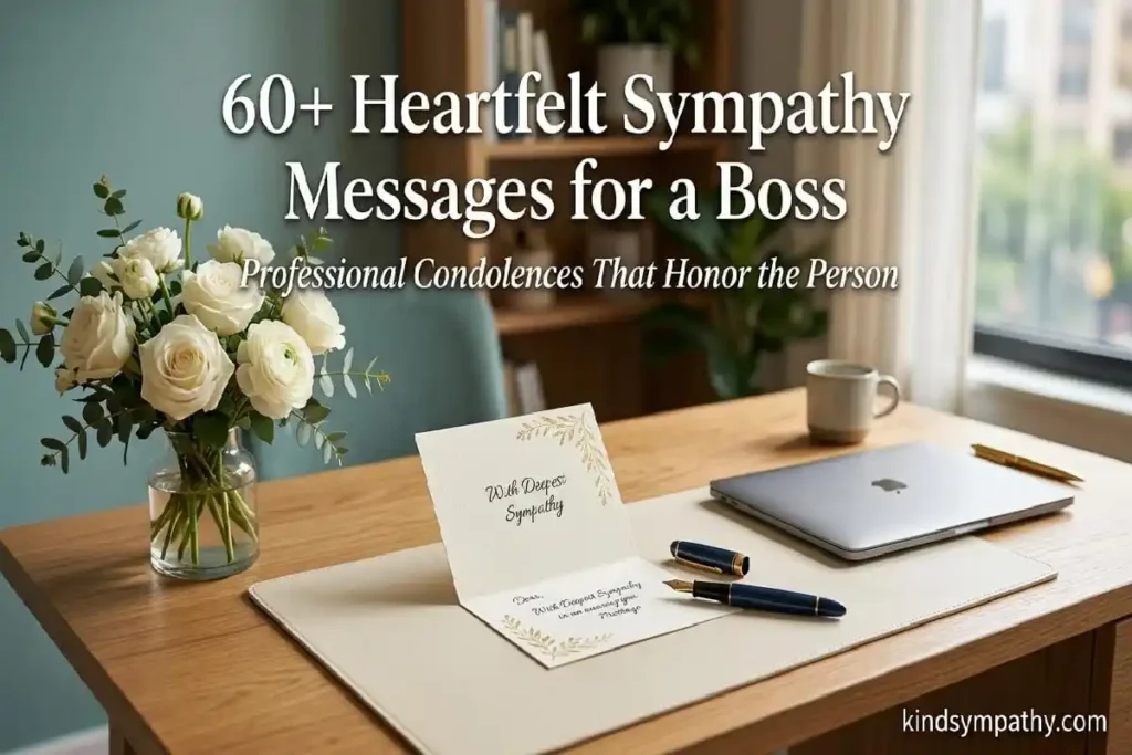 Sympathy messages for a boss — heartfelt workplace condolence words for professional relationships on kindsympathy.com